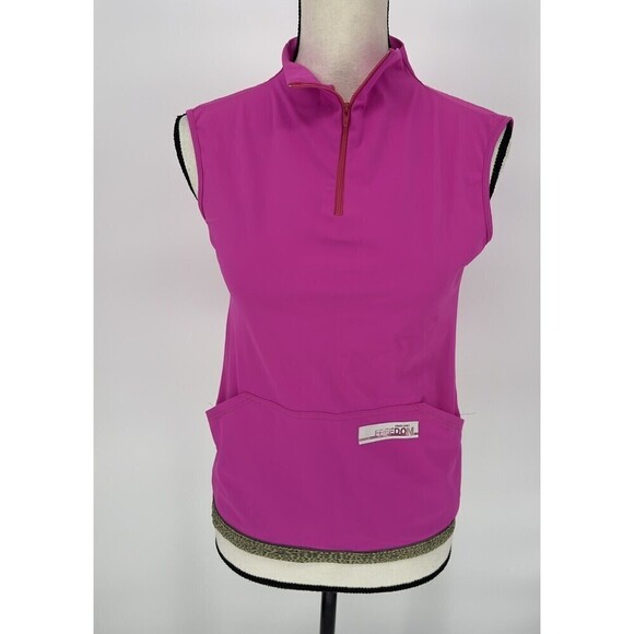ROBERTO CAVALLI Freedom Mock Neck Tank  Active‎ Top Sleeveless Size 42 Magenta - Picture 3 of 11